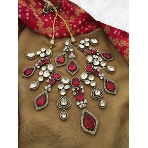 Grand Royal Chandelier Drop Victorian Neckpiece - Red