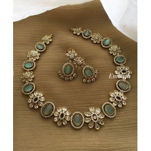 Ad Flower with Oval Neckpiece - Pastel Blue