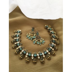 Antique Victorian Lakshmi Drop Neckpiece - Pastel Blue