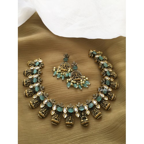 Antique Victorian Lakshmi Drop Neckpiece - Pastel Blue