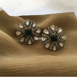 Victorian Flower Stud 1 -  Green