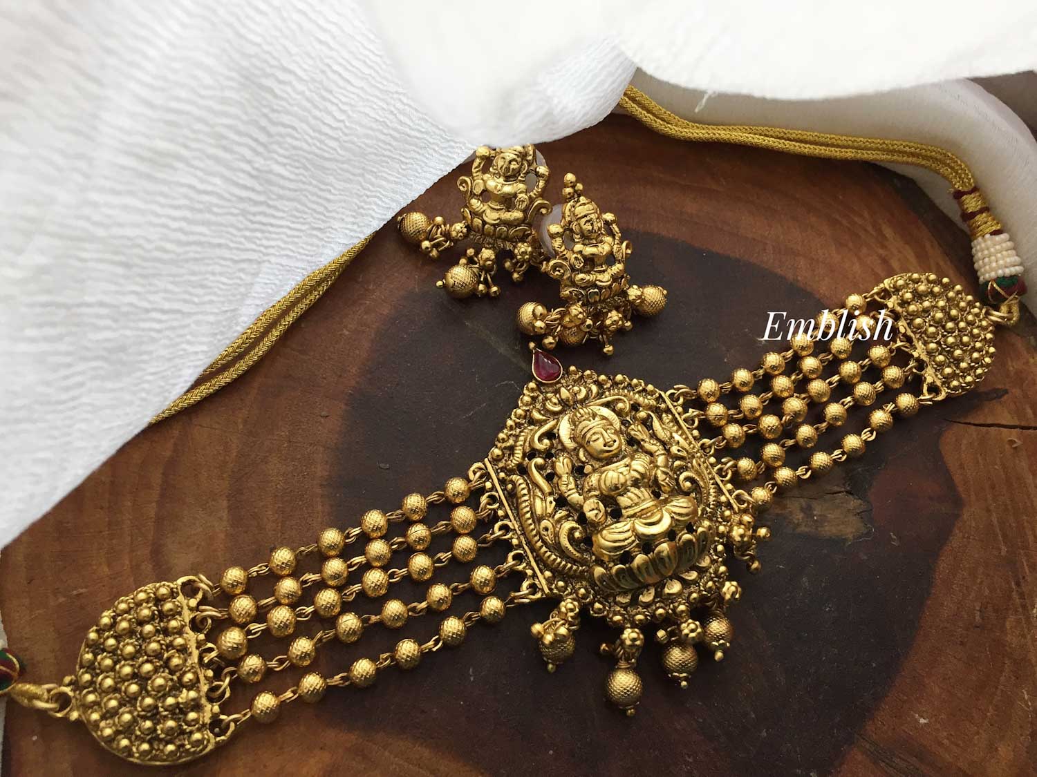 Lakshmi Gold alike High neck choker -Gold beads