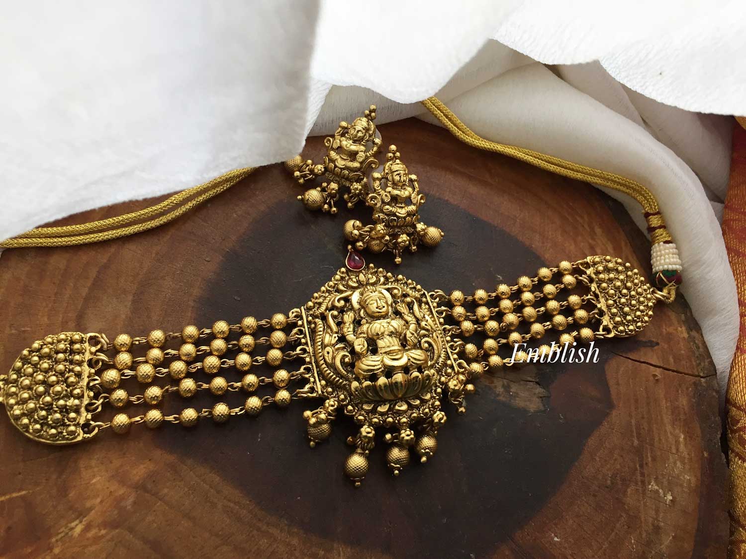 Lakshmi Gold alike High neck choker -Gold beads