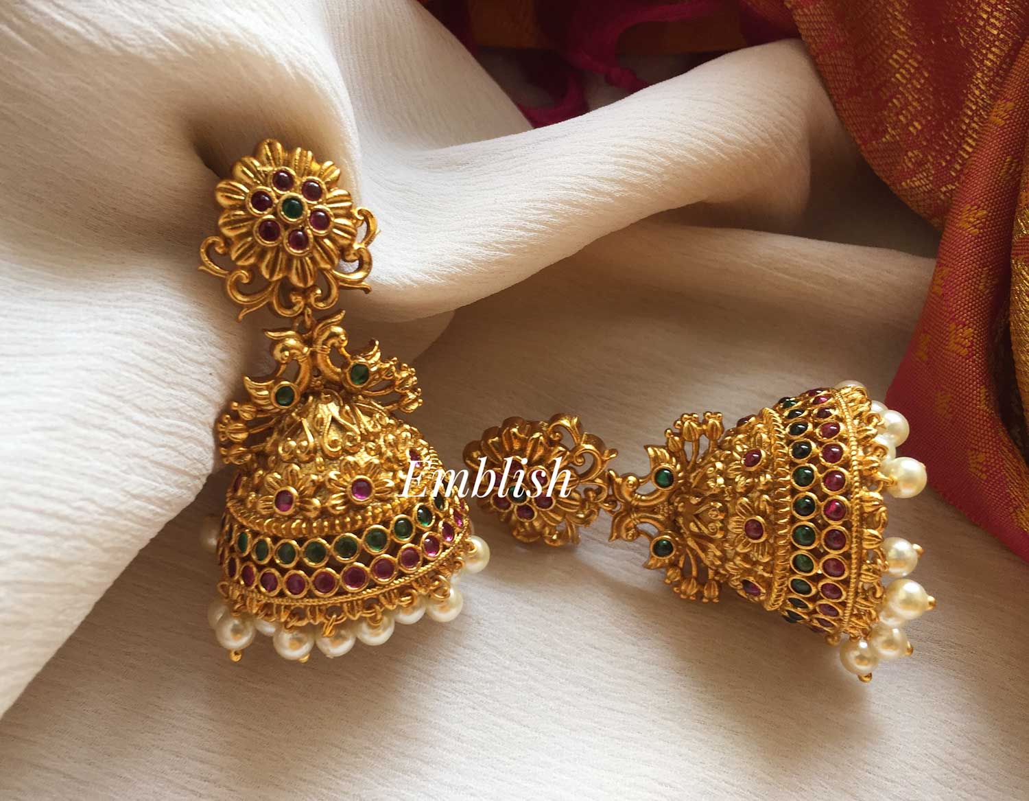 Magnificent Long Bridal Necklace Set with Precious Jhumka Earrings – Gulab  Jewelry