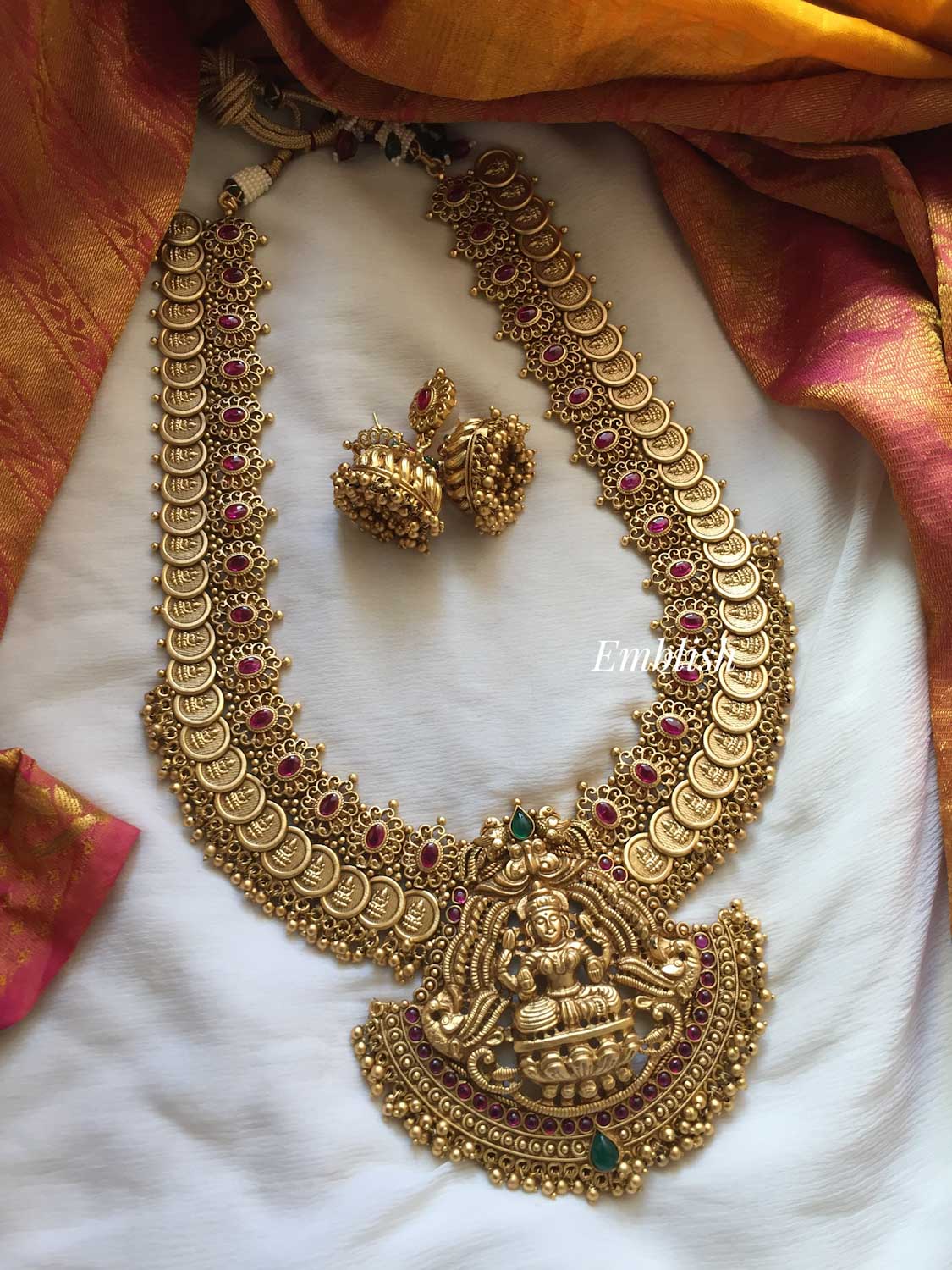 Lakshmi coin flower gold beads gold alike haram