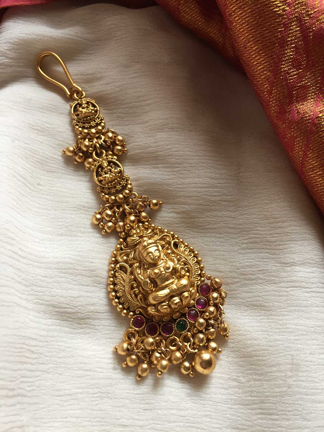 Antique Lakshmi with Gold drops Tikka