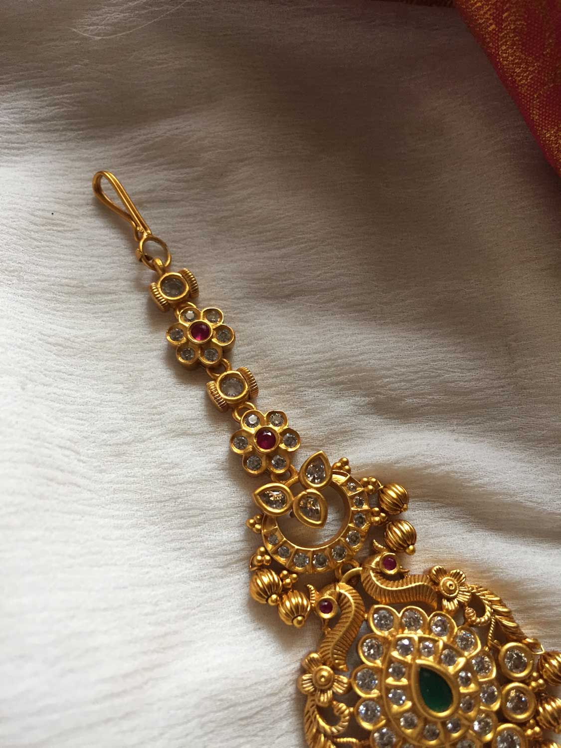 Double Peacock with Gold Drops Tikka